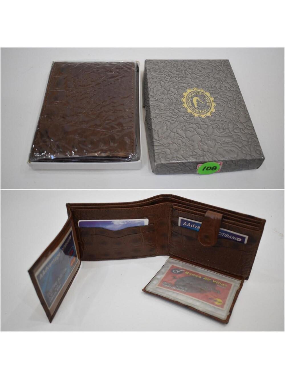 Andrue Handmade Italian Leather Crocodile Pressed Men Male Bifold Wallet 108